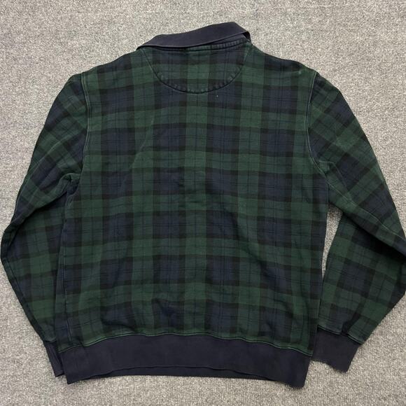 Polo Ralph Lauren Pullover Mens Medium Green Black Watch Plaid Fleece 1/4 Zip - Picture 4 of 8